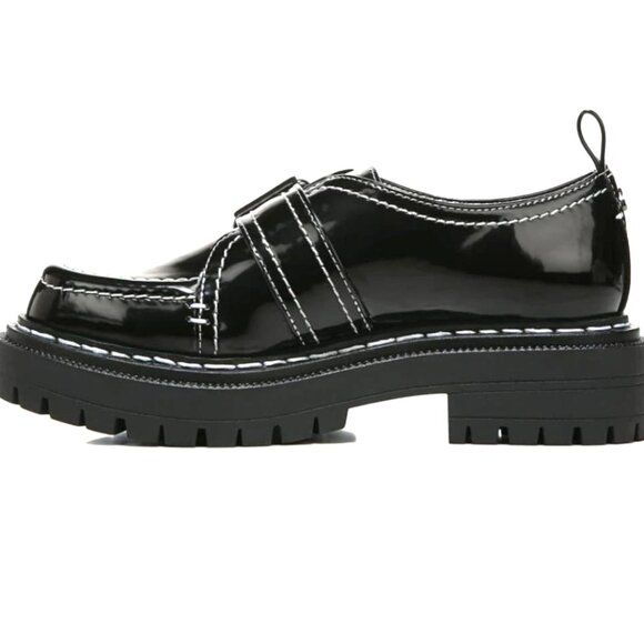 NEW Black Patent Slip-On Lug Sole Oxford Loafer Edelle by Circus by Sam Edelman - Picture 2 of 12